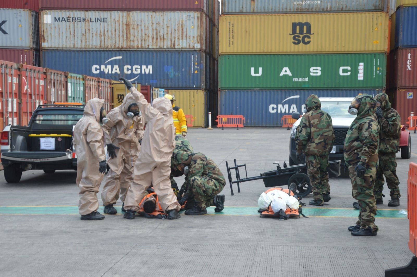 Marina realiza ejercicio de incidente Químico, Biológico y radiológico en el Recinto Portuario de Veracruz