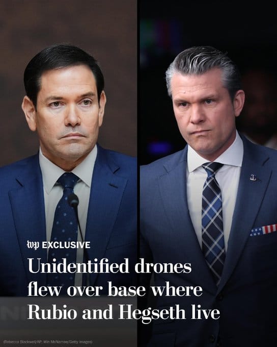 Detectan drones en base militar en la que viven Marco Rubio y Pete Hegseth
